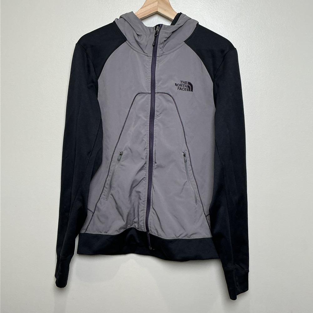 The‎ North Face Kilowatt Varsity Jacket Men's SMALL Gray Full Zip Hooded Stretch
